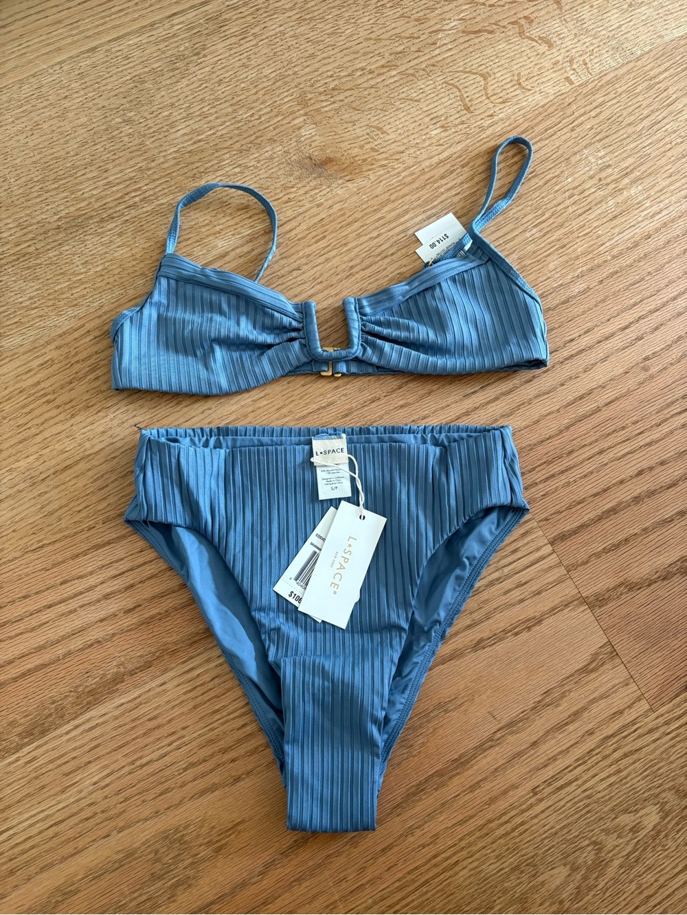 l*space Ribbed Two-Piece Bikini Set - Slate Blue